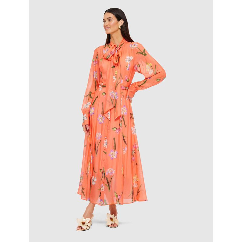 LEO LIN Liliane Tie Neck Midi Dress image number 3
